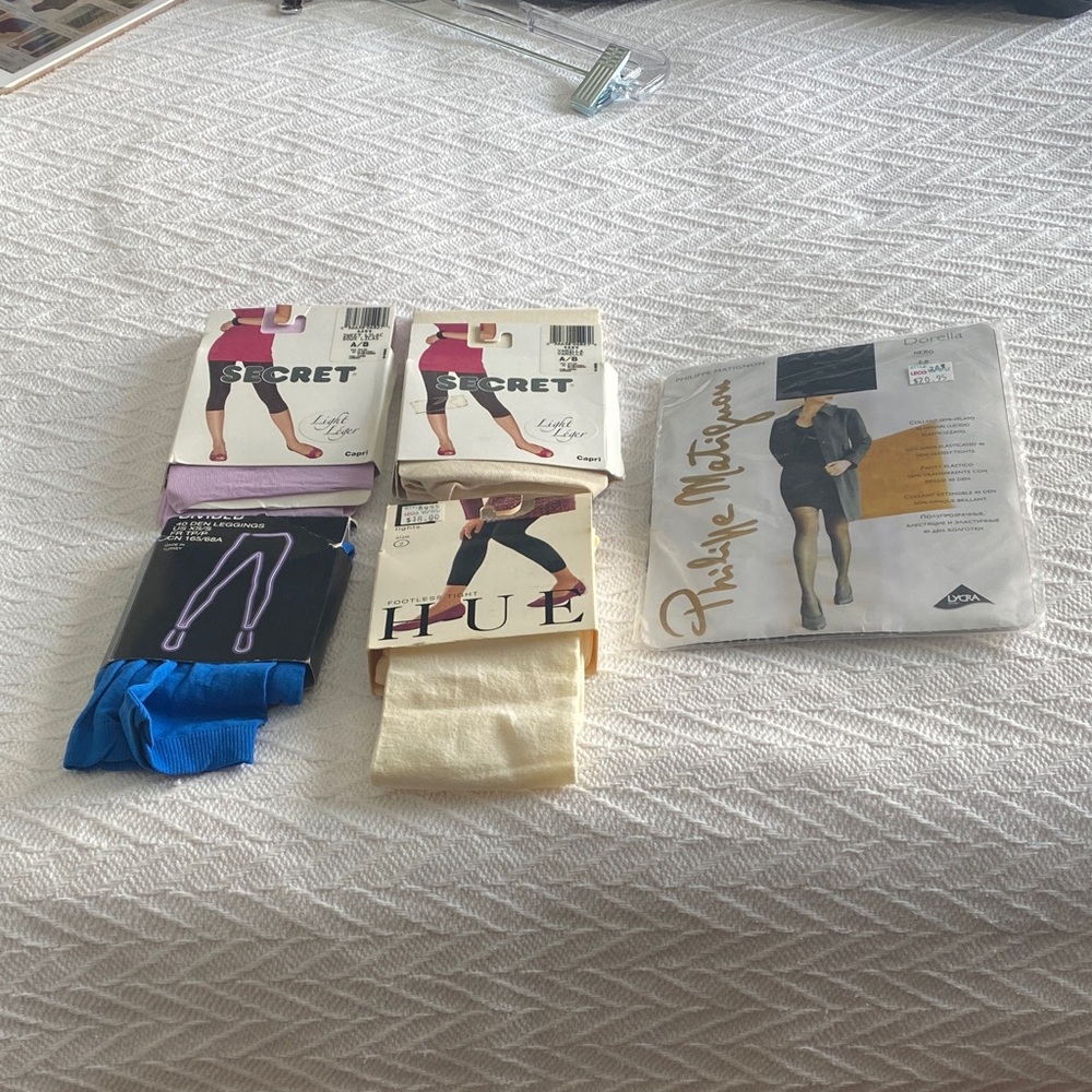 Assorted tights, panty hose and capris. HUE, Secret, Divided, Philippe Matignon